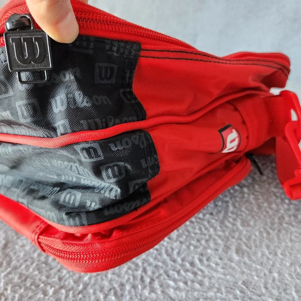 Wilson Tour Sports Messenger Laptop Travel Bag Compartments Zip Red Spellout